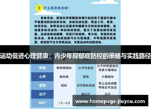 运动促进心理健康：青少年抑郁症防控的策略与实践路径